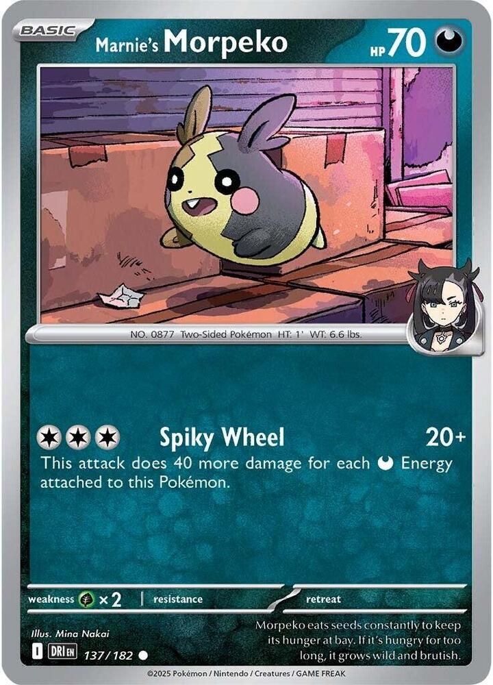 Pokemon - Destined Rivals - Marnie's Morpeko - 137/182 - Reverse Holofoil