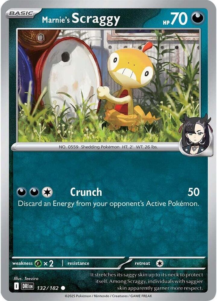 Pokemon - Destined Rivals - Marnie's Scraggy - 132/182 - Reverse Holofoil