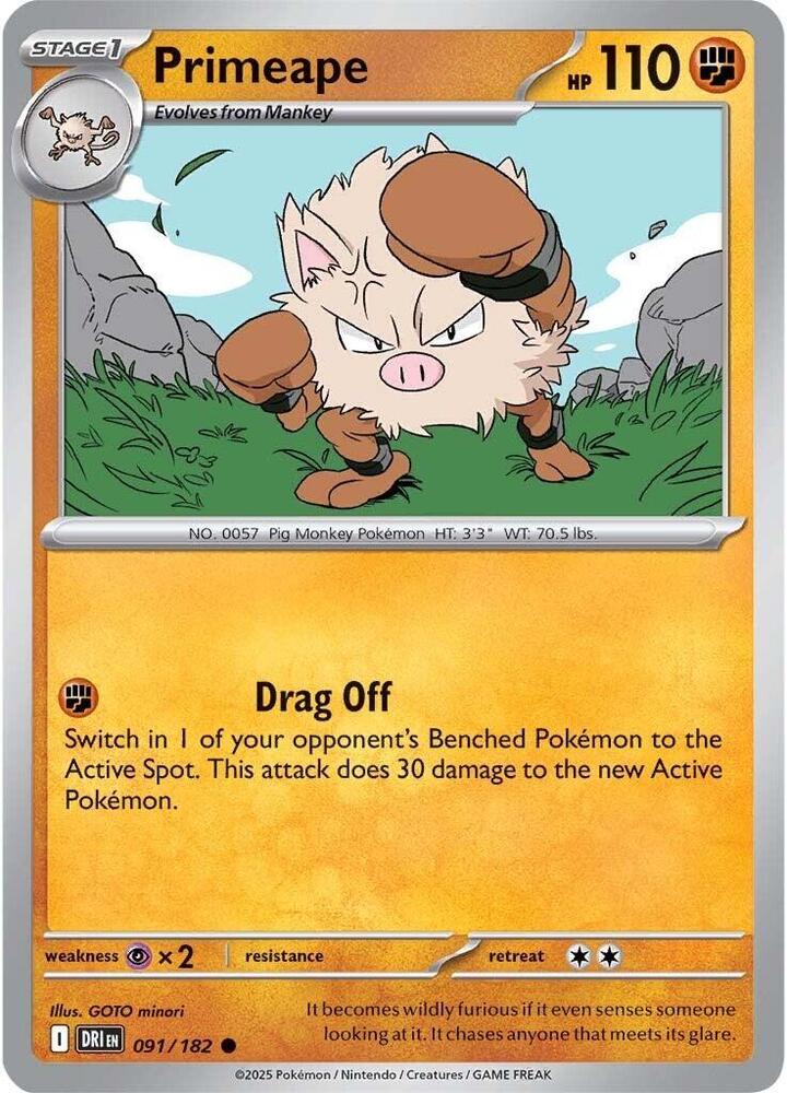 Pokemon - Destined Rivals - Primeape - 091/182 - Reverse Holofoil