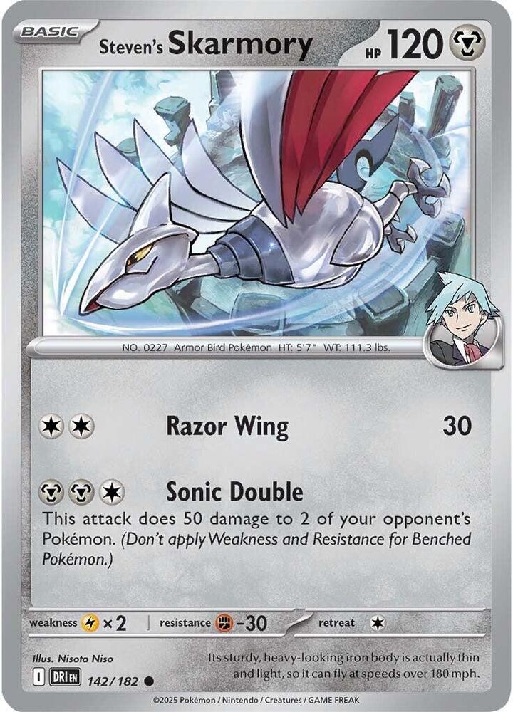 Pokemon - Destined Rivals - Steven's Skarmory - 142/182 - Reverse Holofoil