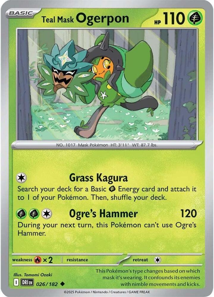 Pokemon - Destined Rivals - Teal Mask Ogerpon - 026/182 - Reverse Holofoil
