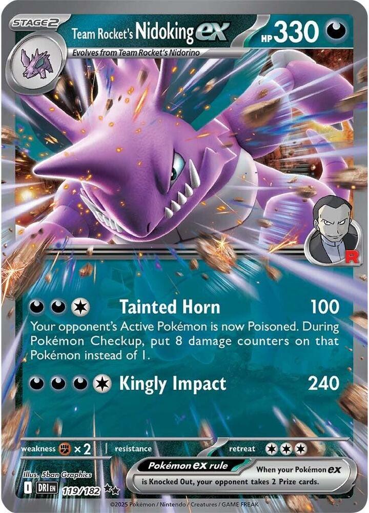 Pokemon - Destined Rivals - Team Rocket's Nidoking ex - 119/182 - Holofoil