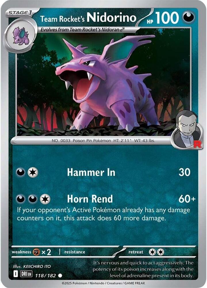 Pokemon - Destined Rivals - Team Rocket's Nidorino - 118/182 - Reverse Holofoil