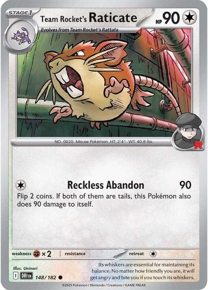 Pokemon - Destined Rivals - Team Rocket's Raticate - 148/182 - Reverse Holofoil