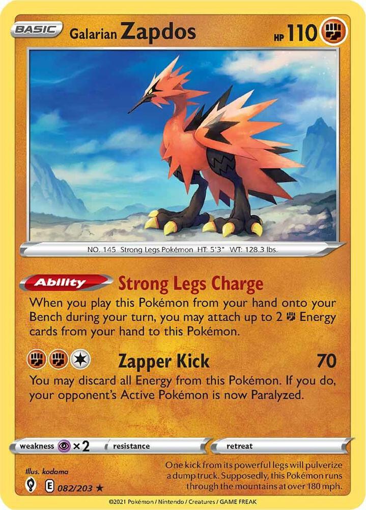 Pokemon - Evolving Skies - Galarian Zapdos - 082/203 - Holofoil
