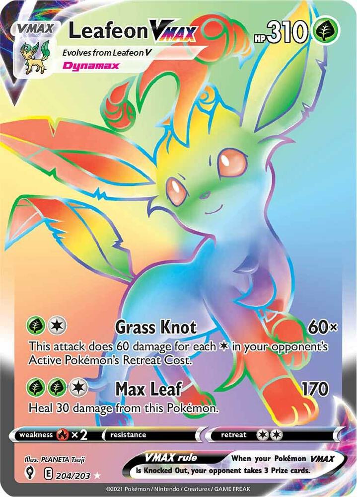 Pokemon - Evolving Skies - Leafeon VMAX - 204/203 - Holofoil
