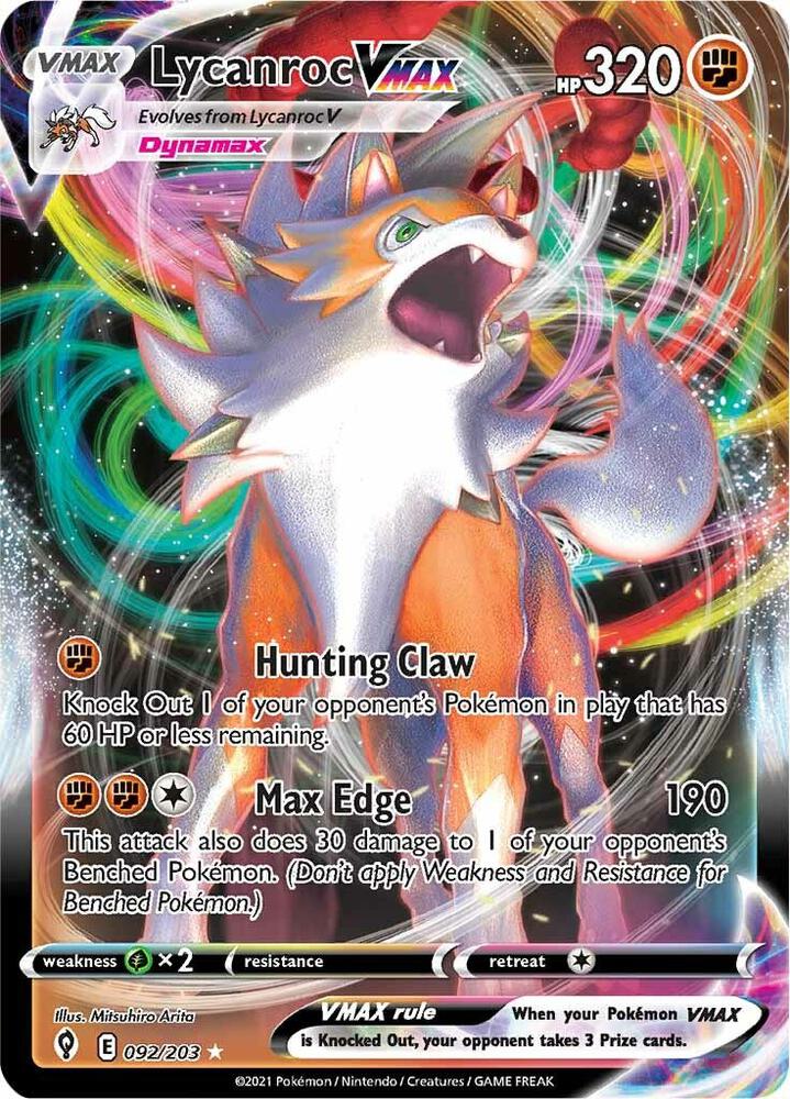 Pokemon - Evolving Skies - Lycanroc VMAX - 092/203 - Holofoil