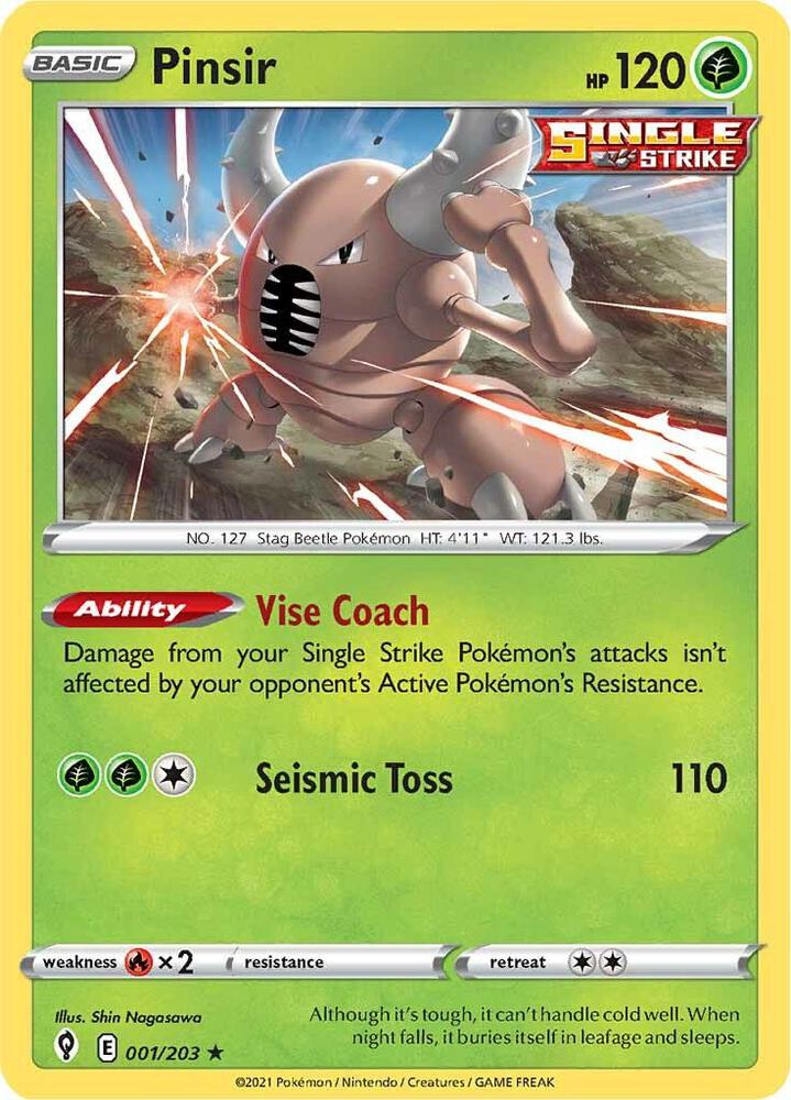 Pokemon - Evolving Skies - Pinsir - 001/203 - Reverse Holofoil