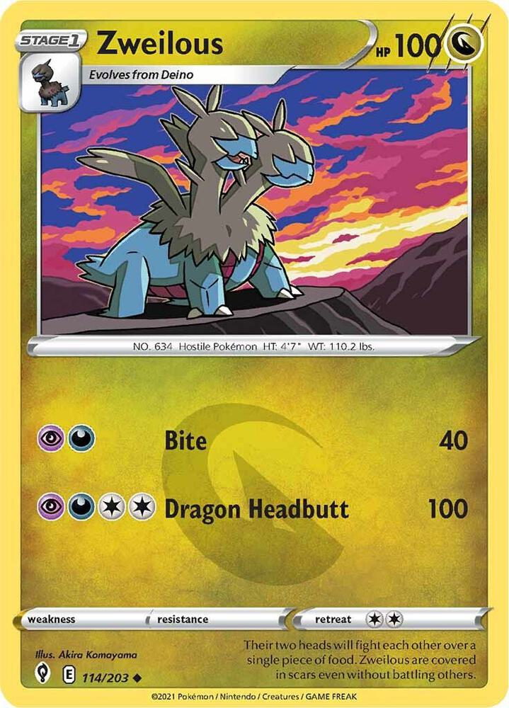 Pokemon - Evolving Skies - Zweilous - 114/203 - Reverse Holofoil