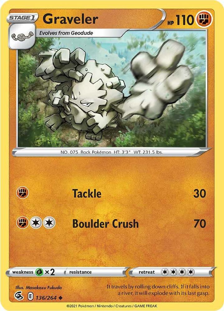 Pokemon - Fusion Strike - Graveler - 136/264 - Reverse Holofoil