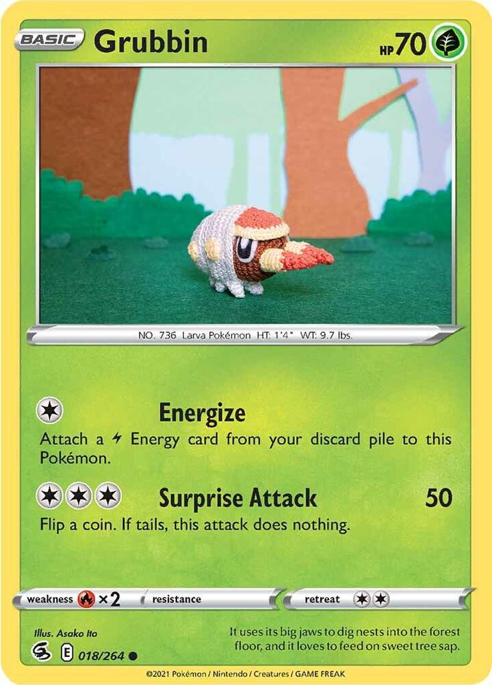 Pokemon - Fusion Strike - Grubbin - 018/264 - Reverse Holofoil