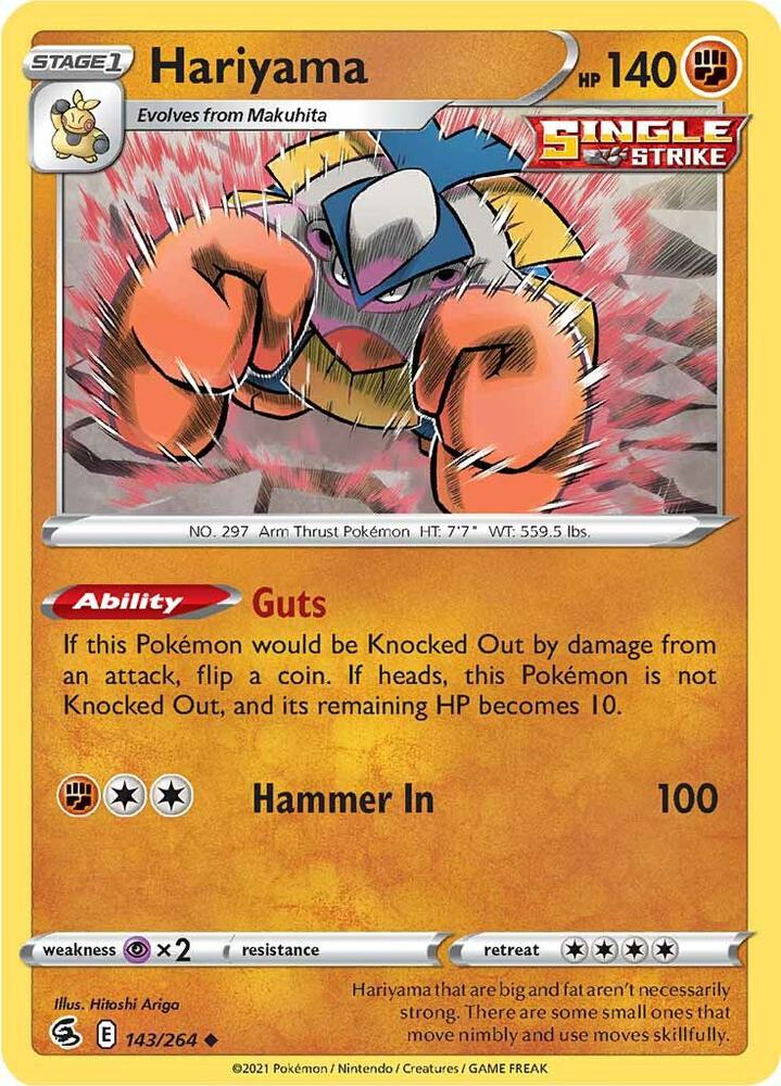 Pokemon - Fusion Strike - Hariyama - 143/264 - Reverse Holofoil