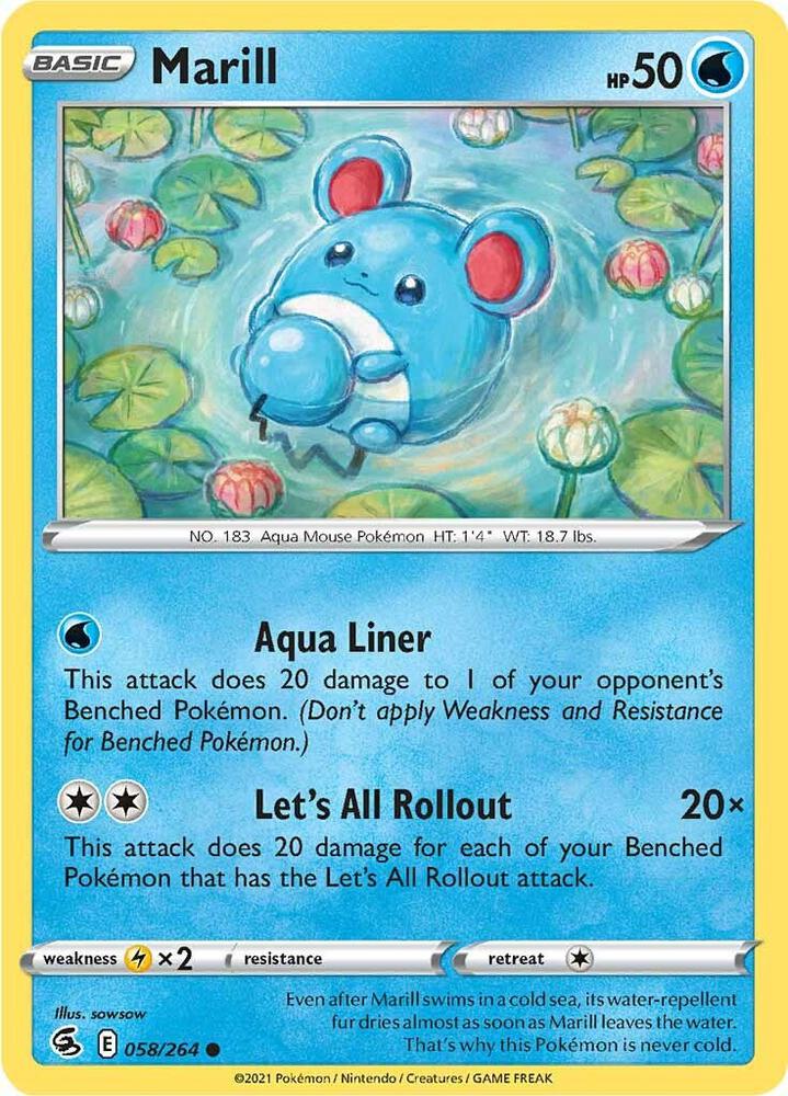 Pokemon - Fusion Strike - Marill - 058/264 - Reverse Holofoil