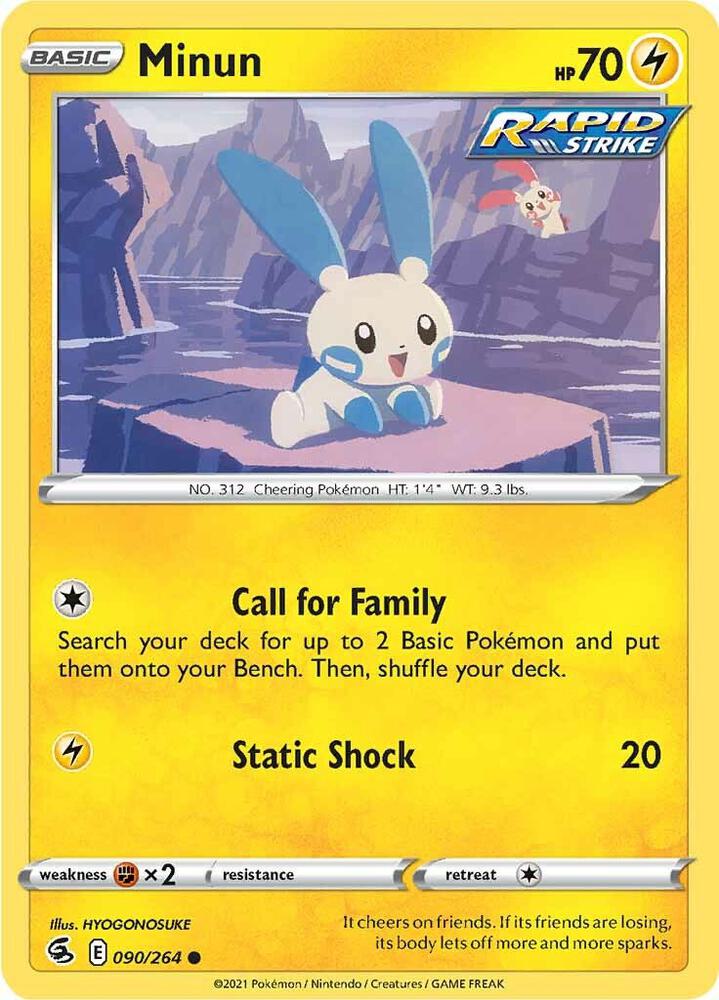 Pokemon - Fusion Strike - Minun - 090/264 - Reverse Holofoil