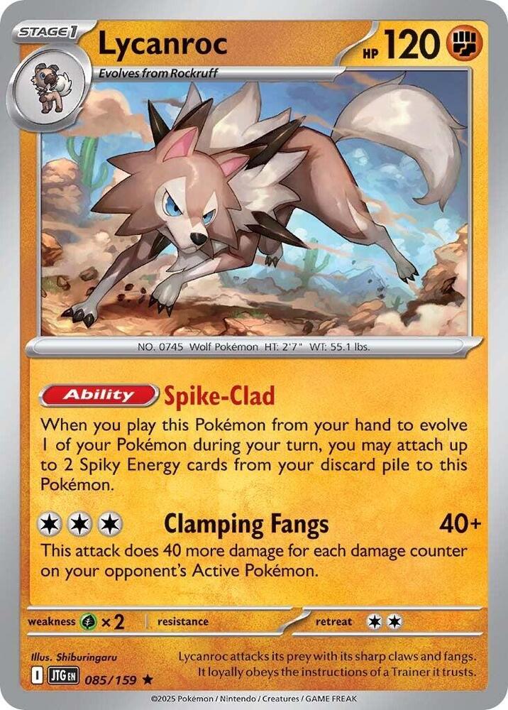 Pokemon - Scarlet & Violet - Journey Together - Lycanroc - 085/159 - Reverse Holofoil