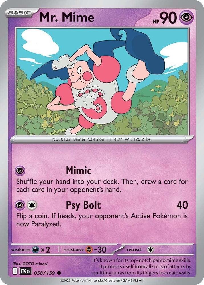 Pokemon - Scarlet & Violet - Journey Together - Mr. Mime - 058/159 - Reverse Holofoil