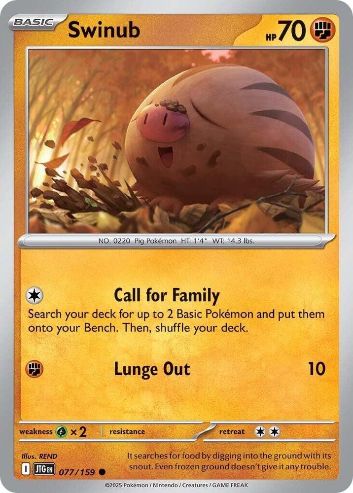 Pokemon - Scarlet & Violet - Journey Together - Swinub - 077/159 - Reverse Holofoil