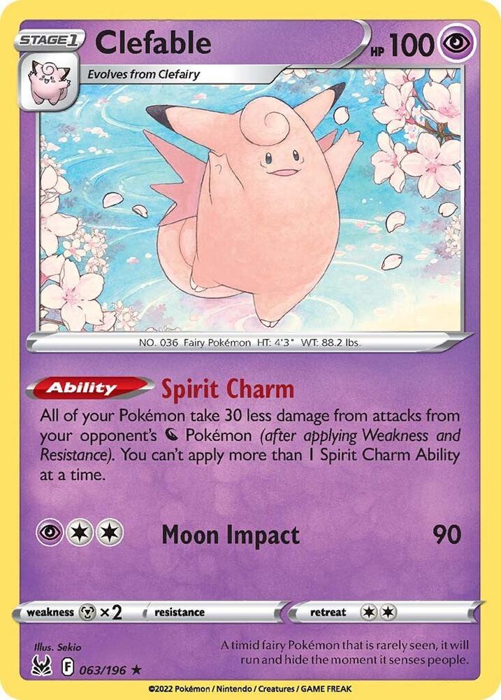 Pokemon - Lost Origin - Clefable - 063/196 - Reverse Holofoil