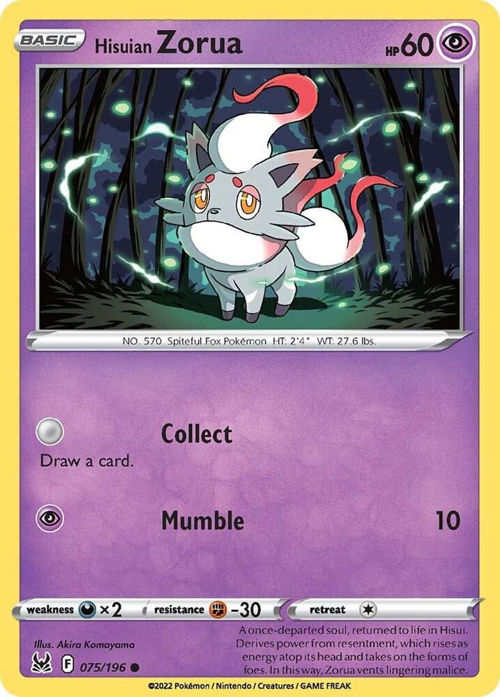 Pokemon - Lost Origin - Hisuian Zorua - 075/196 - Reverse Holofoil