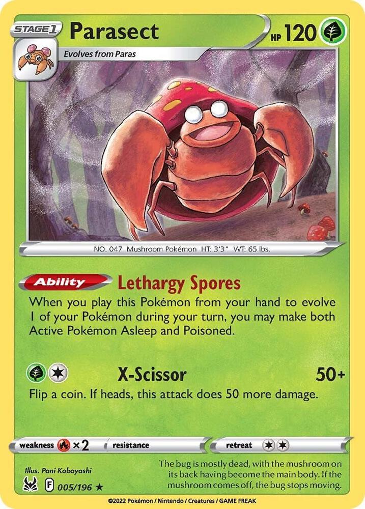 Pokemon - Lost Origin - Parasect - 005/196 - Reverse Holofoil