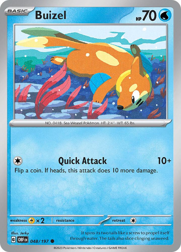 Pokemon - Obsidian Flames - Buizel - 048/197 - Reverse Holofoil