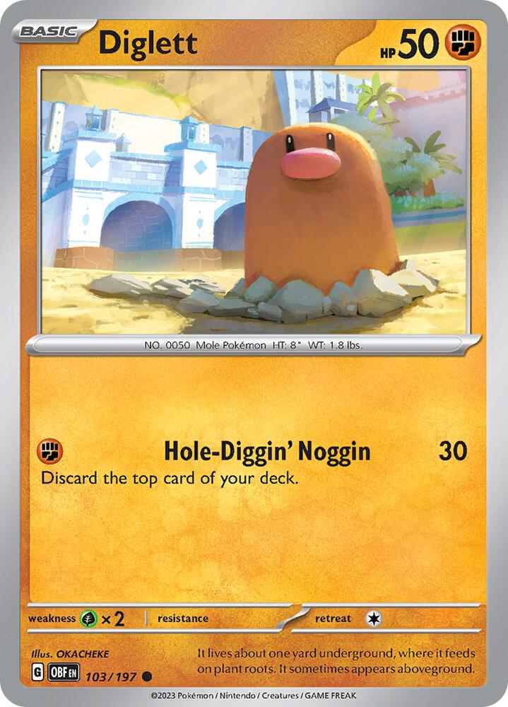 Pokemon - Obsidian Flames - Diglett - 103/197 - Reverse Holofoil