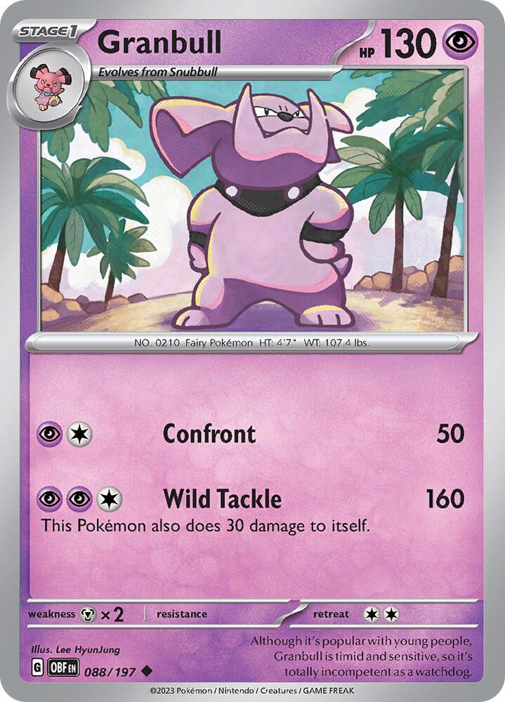 Pokemon - Obsidian Flames - Granbull - 088/197 - Reverse Holofoil