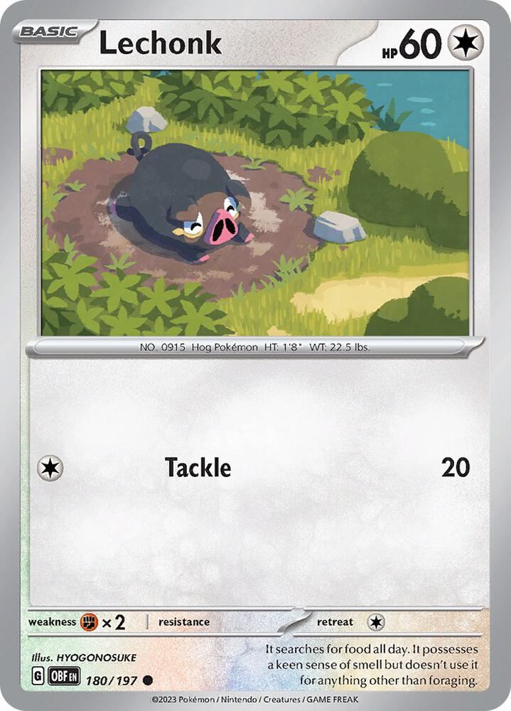 Pokemon - Obsidian Flames - Lechonk - 180/197 - Reverse Holofoil
