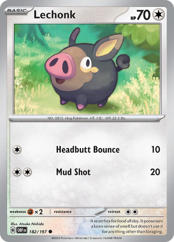 Pokemon - Obsidian Flames - Lechonk - 182/197 - Reverse Holofoil
