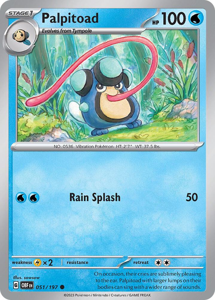 Pokemon - Obsidian Flames - Palpitoad - 051/197 - Reverse Holofoil