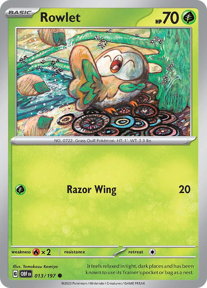 Pokemon - Obsidian Flames - Rowlet - 013/197 - Reverse Holofoil