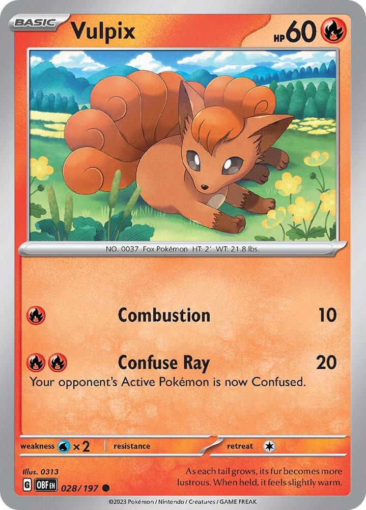 Pokemon - Obsidian Flames - Vulpix - 028/197 - Reverse Holofoil
