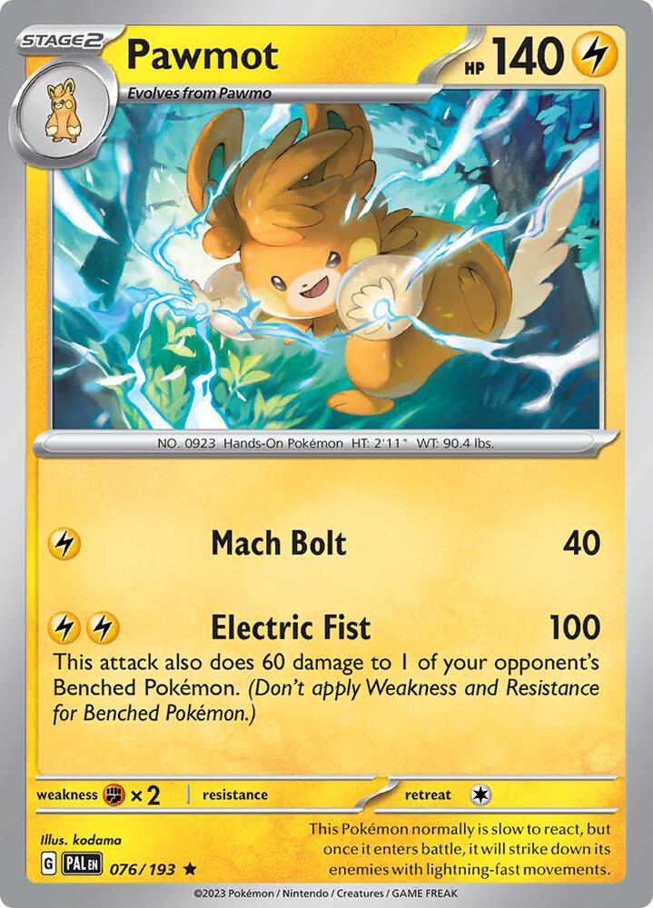 Pokemon - Paldea Evolved - Pawmot - 076/193 - Reverse Holofoil