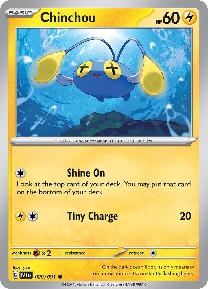 Pokemon - Paldean Fates - Chinchou - 020/091 - Reverse Holofoil