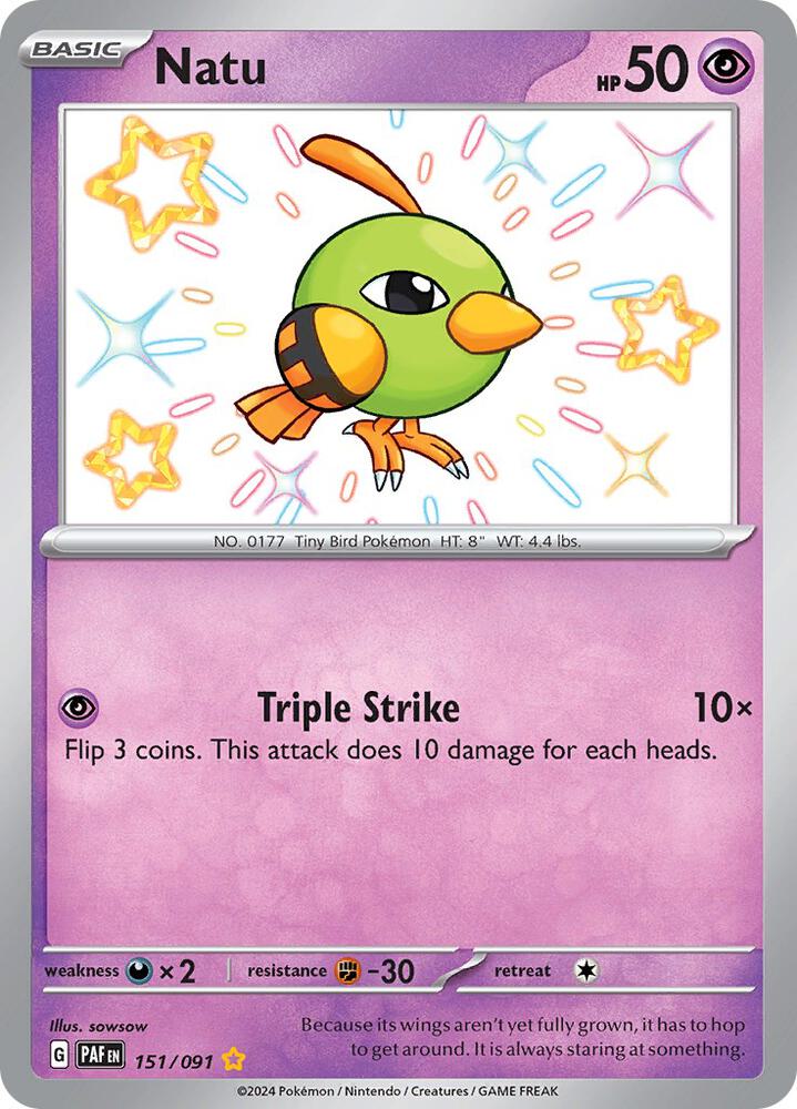 Pokemon - Paldean Fates - Natu - 151/091 - Holofoil