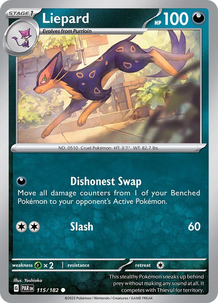 Pokemon - Paradox Rift - Liepard - 115/182 - Reverse Holofoil
