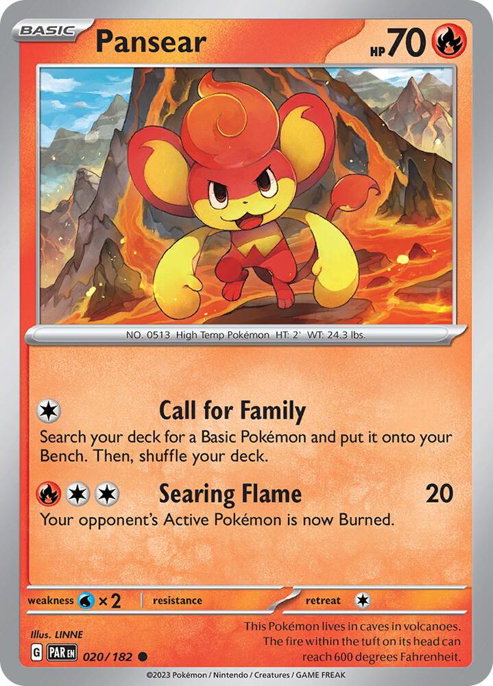 Pokemon - Paradox Rift - Pansear - 020/182 - Reverse Holofoil
