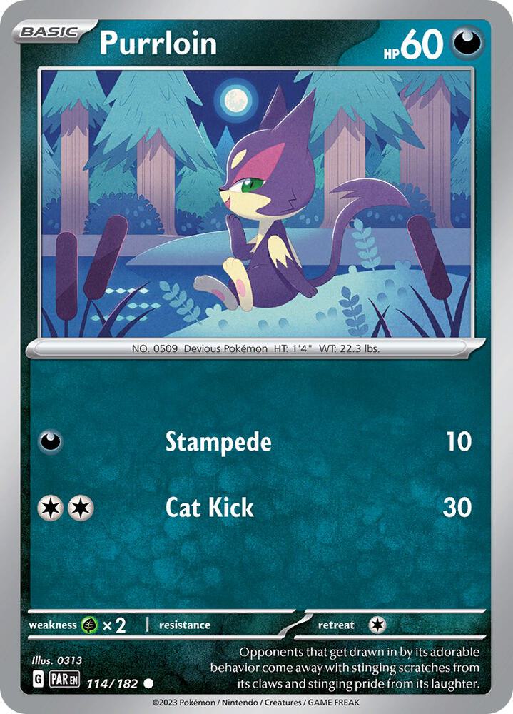 Pokemon - Paradox Rift - Purrloin - 114/182 - Reverse Holofoil