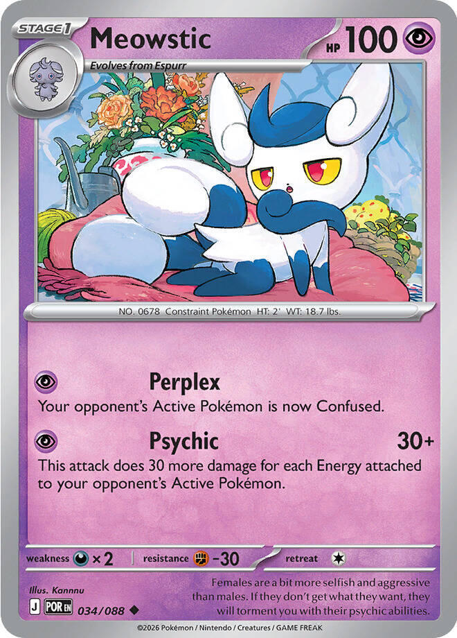Pokemon - Perfect Order - Meowstic - 034/088 - Reverse Holofoil