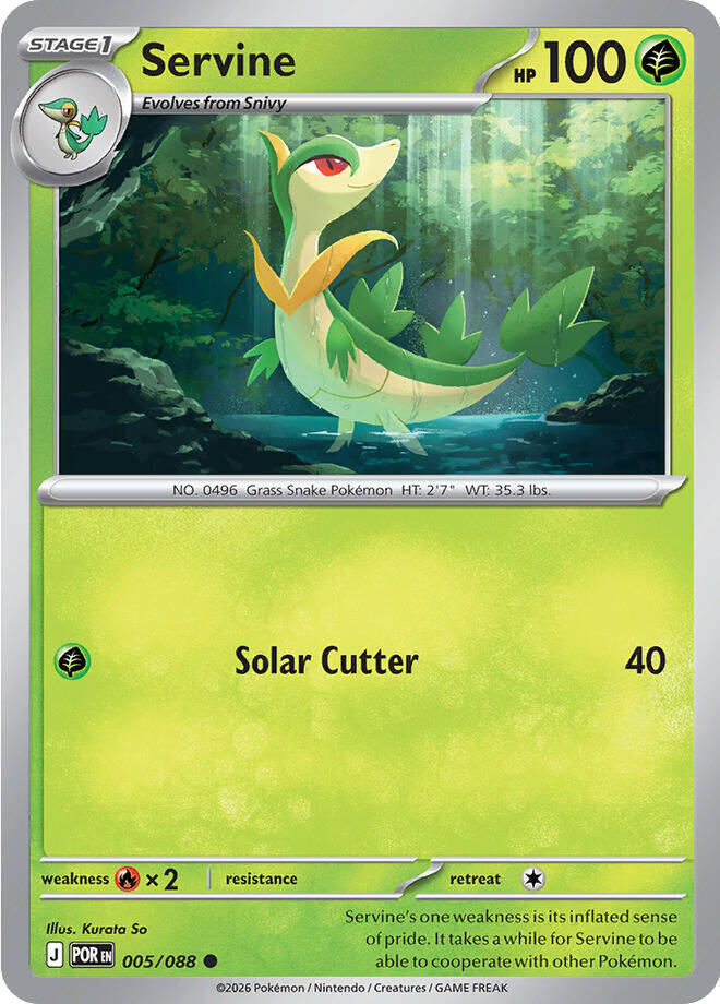Pokemon - Perfect Order - Servine - 005/088 - Reverse Holofoil