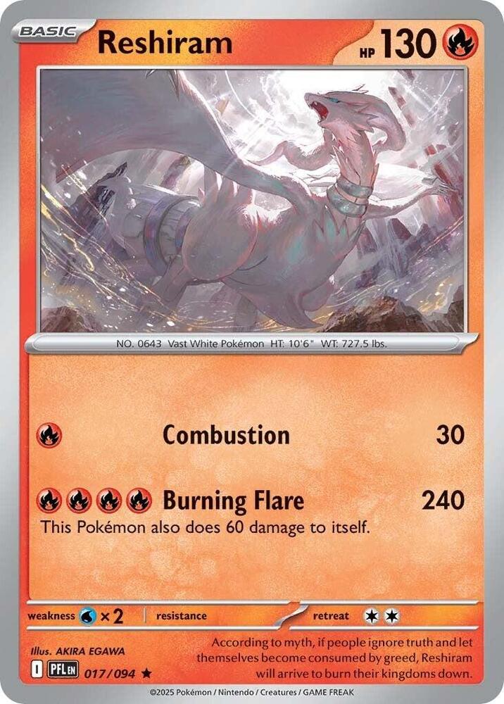 Pokemon - Phantasmal Flames - Reshiram - 017/094 - Reverse Holofoil