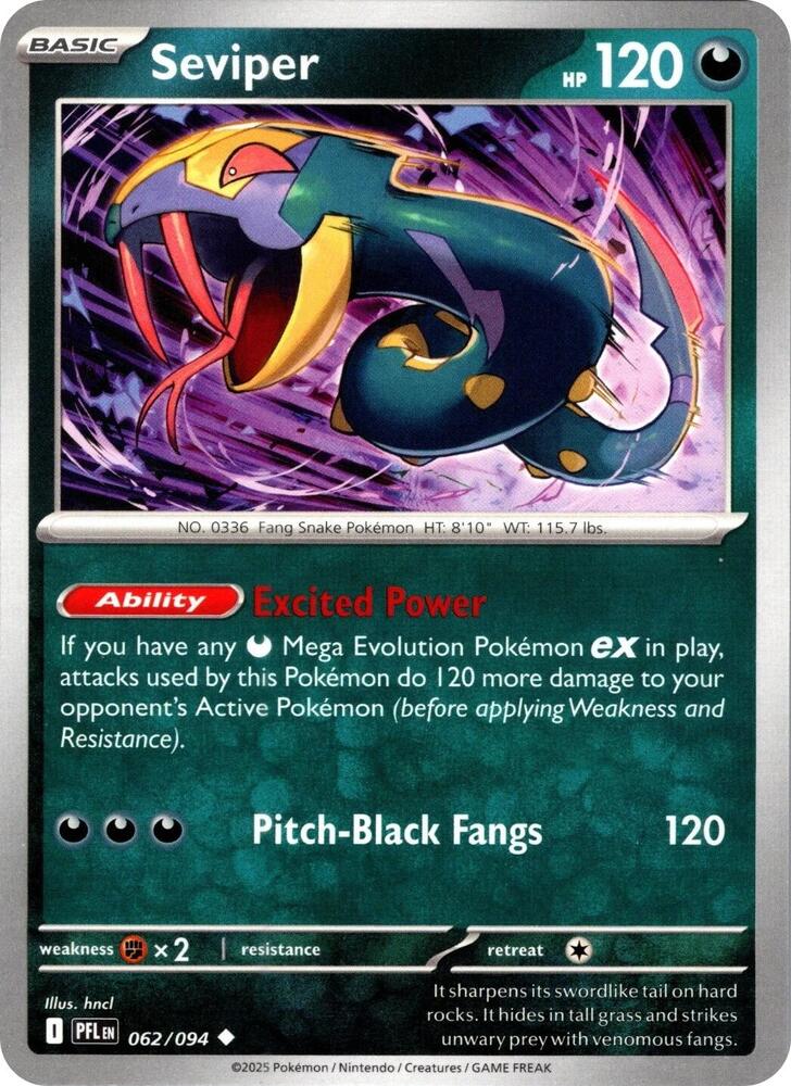 Pokemon - Phantasmal Flames - Seviper - 062/094 - Reverse Holofoil