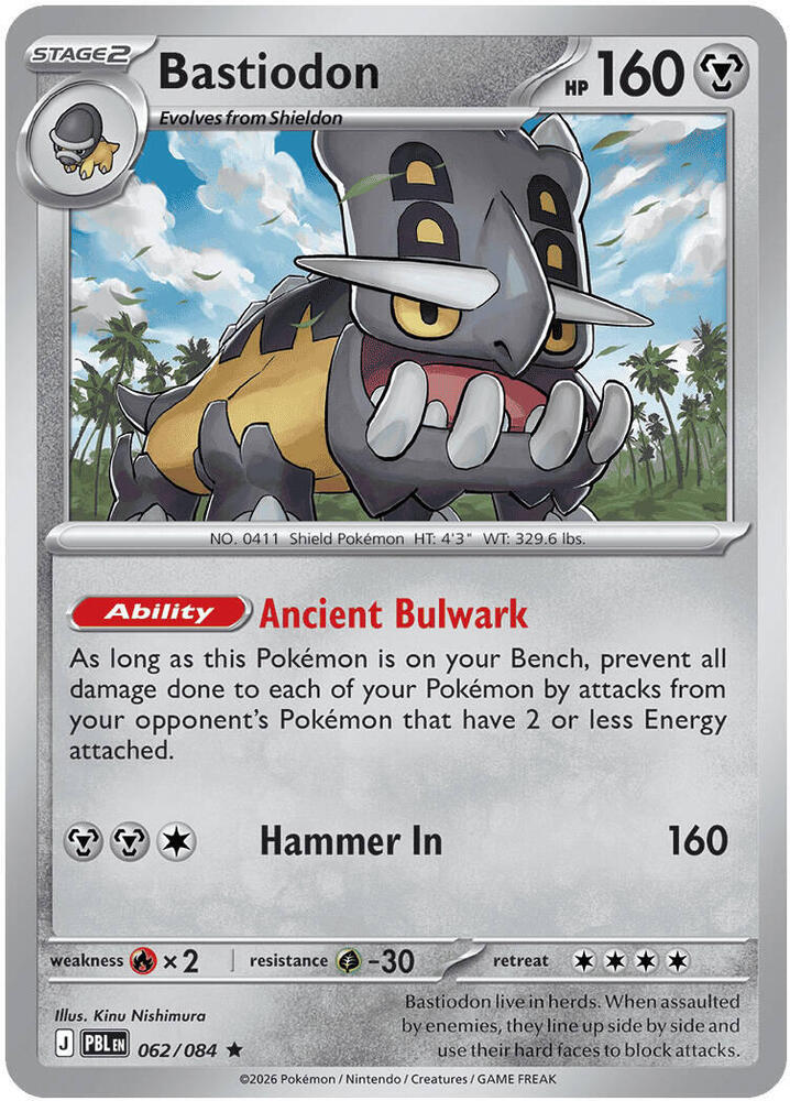 Pokemon - Pitch Black - Bastiodon - 062/084 - Reverse Holofoil