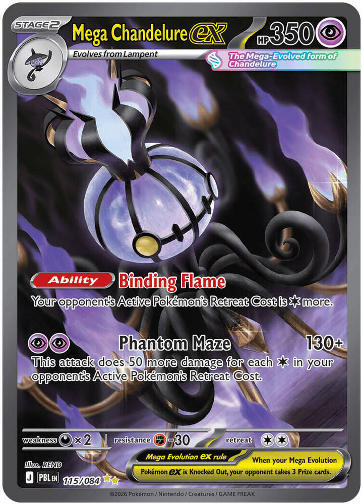 Pokemon - Pitch Black - Mega Chandelure ex - 115/084 - Holofoil