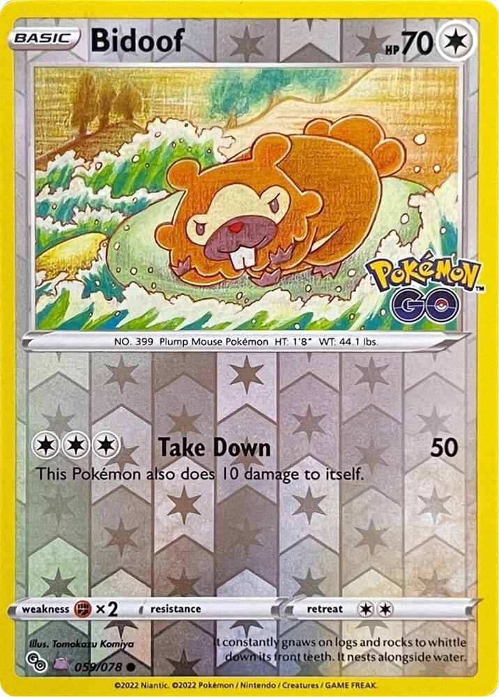 Pokemon - Pokémon GO - Bidoof - 059/078 - Reverse Holofoil