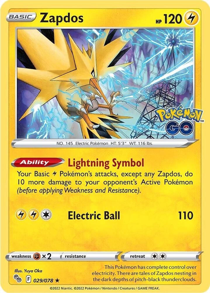 Pokemon - Pokémon GO - Zapdos - 029/078 - Reverse Holofoil