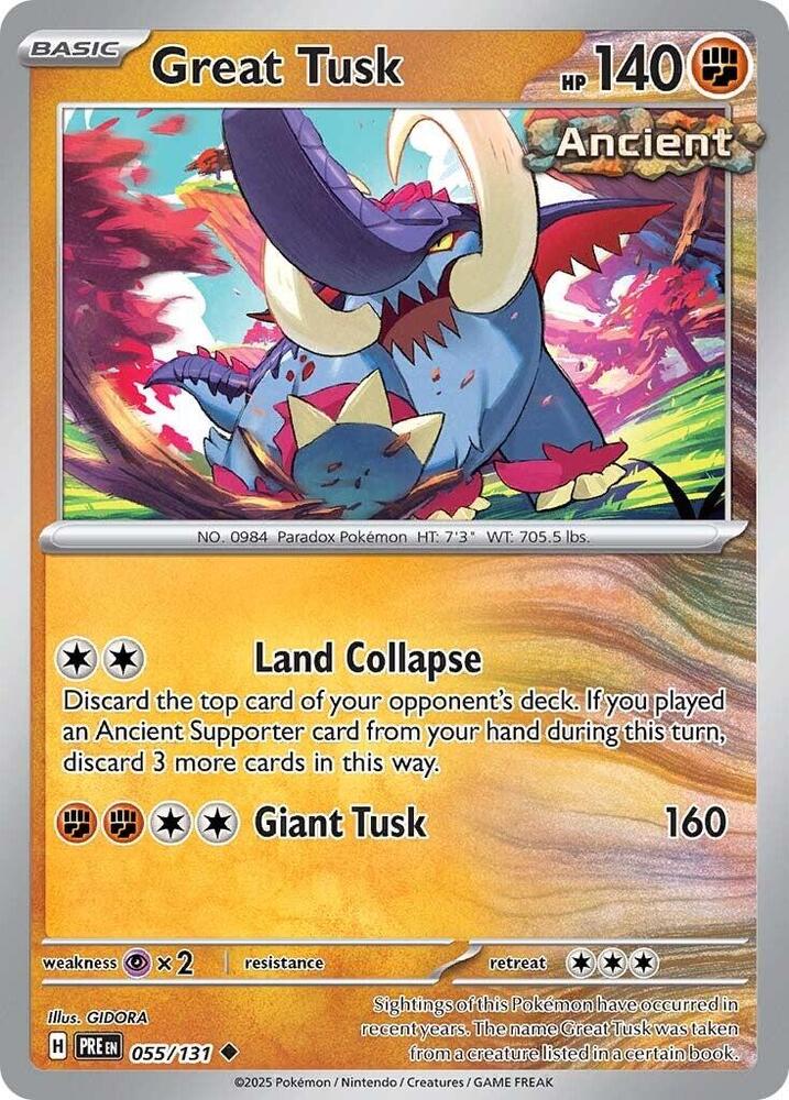 Pokemon - Prismatic Evolutions - Great Tusk - 055/131 - Reverse Holofoil