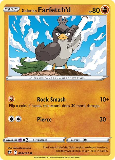 Pokemon - Rebel Clash - Galarian Farfetch'd - 094/192 - Reverse Holofoil