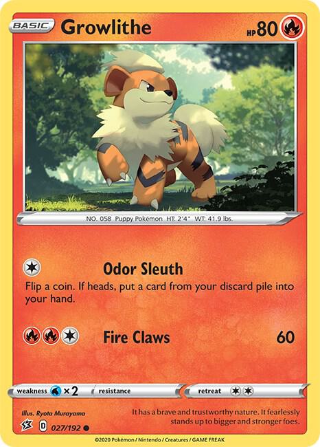 Pokemon - Rebel Clash - Growlithe - 027/192 - Reverse Holofoil