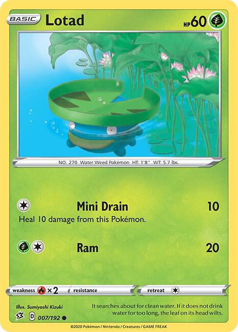 Pokemon - Rebel Clash - Lotad - 007/192 - Reverse Holofoil